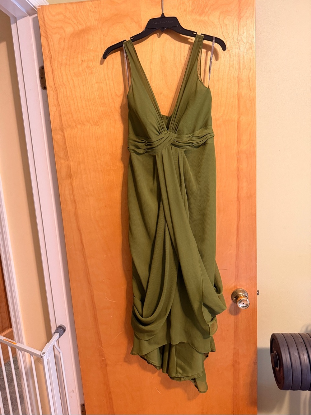 White by Vera Wang Olive Green High-Low Evening Dress